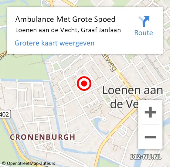 Locatie op kaart van de 112 melding: Ambulance Met Grote Spoed Naar Loenen aan de Vecht, Graaf Janlaan op 11 januari 2017 03:32