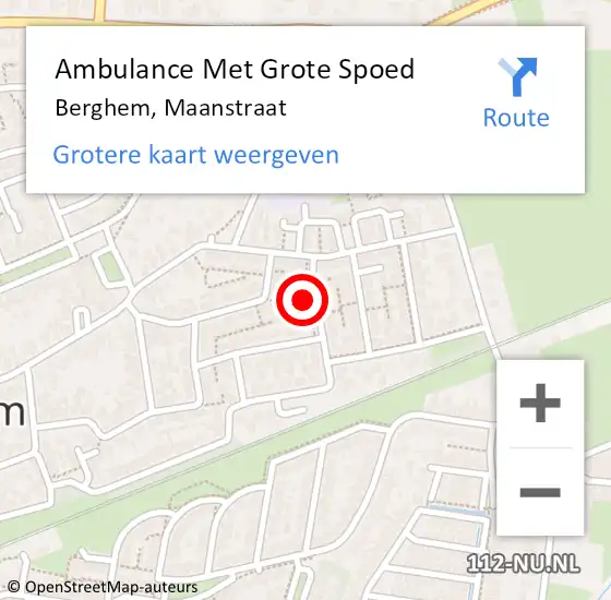 Locatie op kaart van de 112 melding: Ambulance Met Grote Spoed Naar Berghem, Maanstraat op 11 januari 2017 04:04