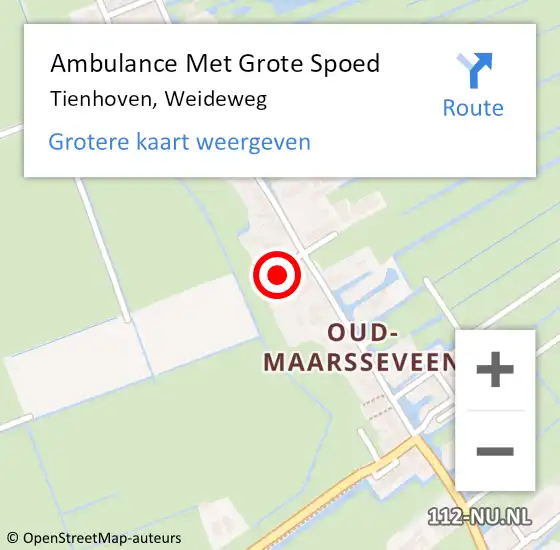 Locatie op kaart van de 112 melding: Ambulance Met Grote Spoed Naar Tienhoven, Weideweg op 11 januari 2017 04:20