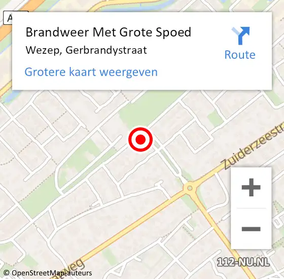 Locatie op kaart van de 112 melding: Brandweer Met Grote Spoed Naar Wezep, Gerbrandystraat op 11 januari 2017 06:08