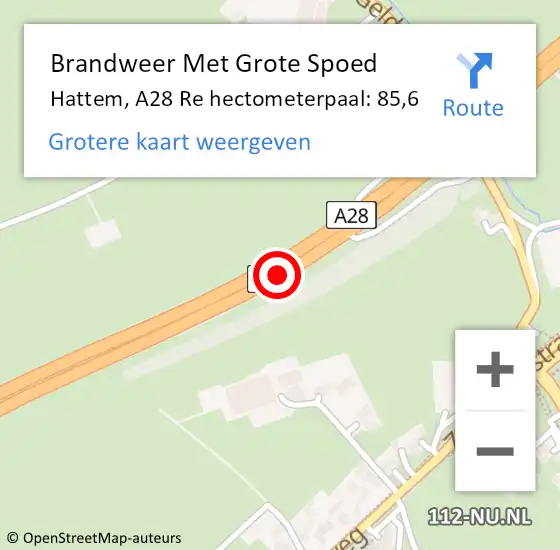 Locatie op kaart van de 112 melding: Brandweer Met Grote Spoed Naar Hattem, A28 L hectometerpaal: 238,2 op 11 januari 2017 09:13