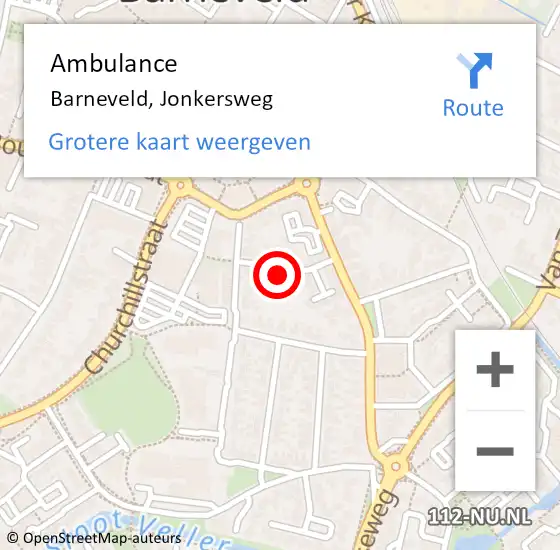 Locatie op kaart van de 112 melding: Ambulance Barneveld, Jonkersweg op 11 januari 2017 09:42