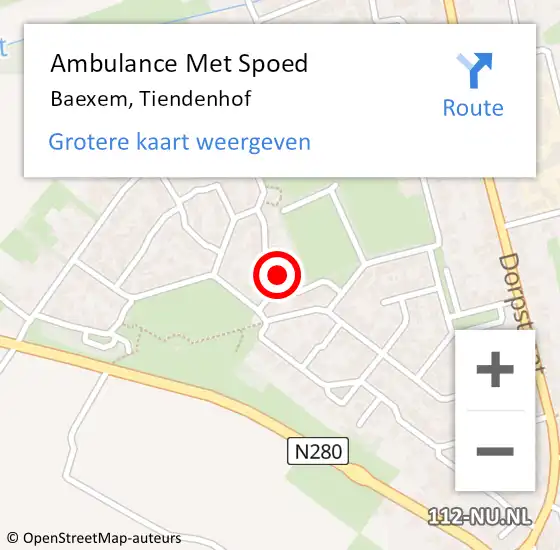 Locatie op kaart van de 112 melding: Ambulance Met Spoed Naar Baexem, Tiendenhof op 7 januari 2014 14:47