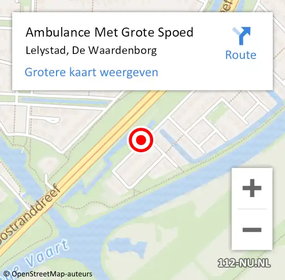 Locatie op kaart van de 112 melding: Ambulance Met Grote Spoed Naar Lelystad, De Waardenborg op 11 januari 2017 10:36