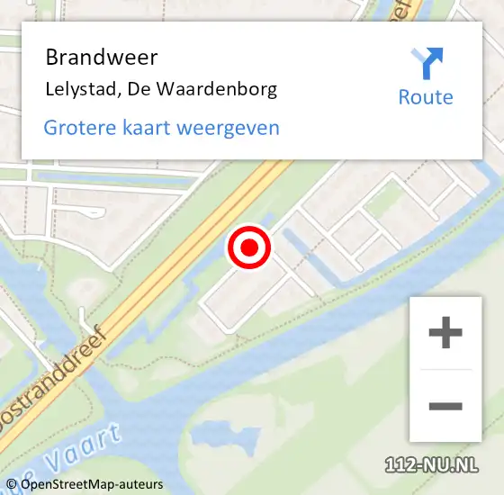 Locatie op kaart van de 112 melding: Brandweer Lelystad, De Waardenborg op 11 januari 2017 10:37