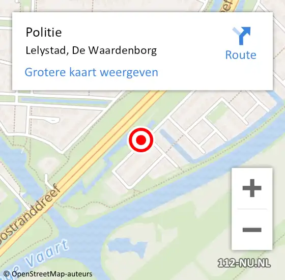 Locatie op kaart van de 112 melding: Politie Lelystad, De Waardenborg op 11 januari 2017 10:38