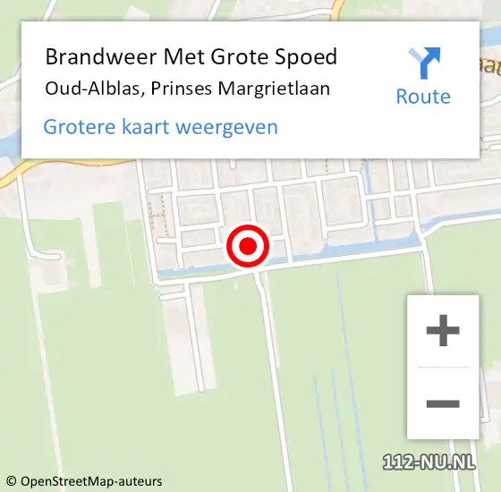 Locatie op kaart van de 112 melding: Brandweer Met Grote Spoed Naar Oud-Alblas, Prinses Margrietlaan op 11 januari 2017 10:50