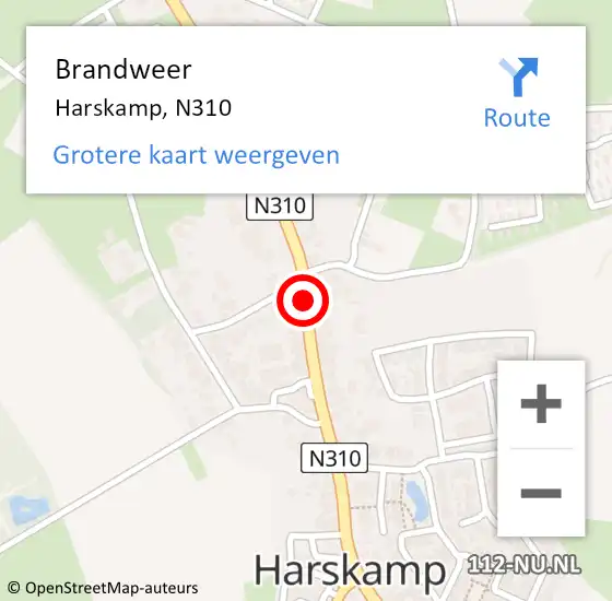 Locatie op kaart van de 112 melding: Brandweer Harskamp, N310 op 11 januari 2017 11:05