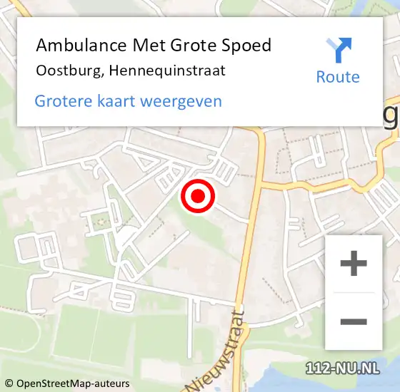 Locatie op kaart van de 112 melding: Ambulance Met Grote Spoed Naar Oostburg, Hennequinstraat op 11 januari 2017 11:41