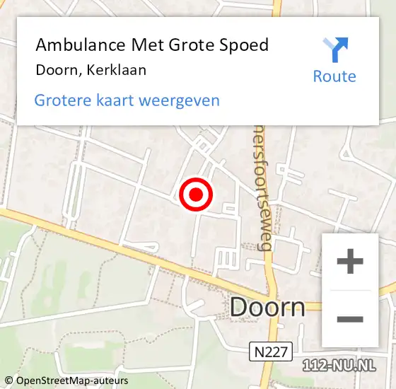 Locatie op kaart van de 112 melding: Ambulance Met Grote Spoed Naar Doorn, Kerklaan op 11 januari 2017 11:57