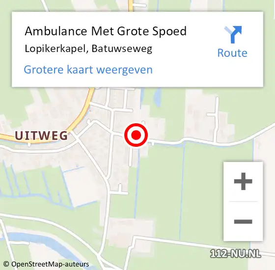 Locatie op kaart van de 112 melding: Ambulance Met Grote Spoed Naar Lopikerkapel, Batuwseweg op 11 januari 2017 12:02