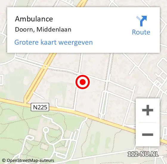 Locatie op kaart van de 112 melding: Ambulance Doorn, Middenlaan op 11 januari 2017 12:20