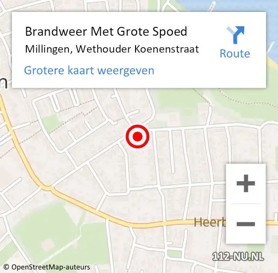 Locatie op kaart van de 112 melding: Brandweer Met Grote Spoed Naar Millingen, Wethouder Koenenstraat op 11 januari 2017 12:30