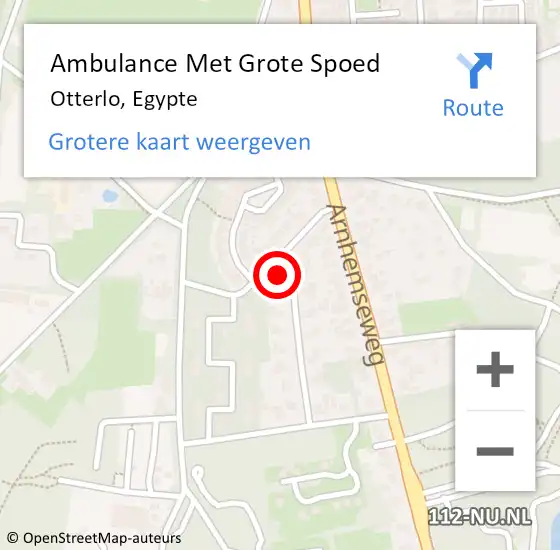 Locatie op kaart van de 112 melding: Ambulance Met Grote Spoed Naar Otterlo, Egypte op 11 januari 2017 13:18