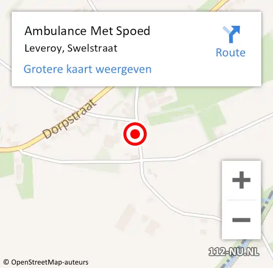 Locatie op kaart van de 112 melding: Ambulance Met Spoed Naar Leveroy, Swelstraat op 11 januari 2017 13:31