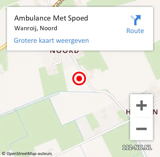 Locatie op kaart van de 112 melding: Ambulance Met Spoed Naar Wanroij, Noord op 11 januari 2017 14:11