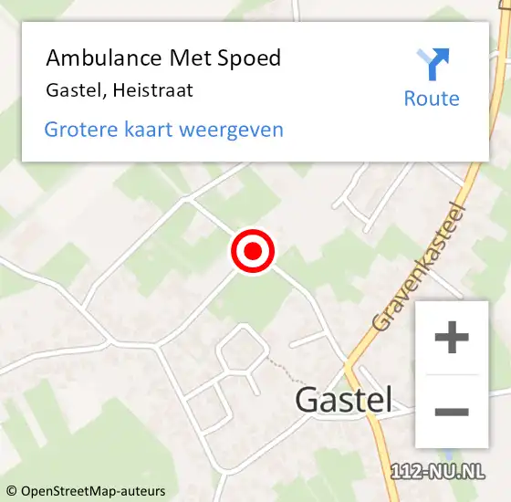 Locatie op kaart van de 112 melding: Ambulance Met Spoed Naar Gastel, Heistraat op 11 januari 2017 14:11