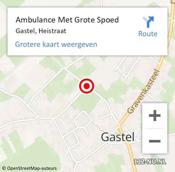 Locatie op kaart van de 112 melding: Ambulance Met Grote Spoed Naar Gastel, Heistraat op 11 januari 2017 14:13