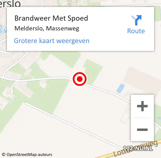 Locatie op kaart van de 112 melding: Brandweer Met Spoed Naar Melderslo, Massenweg op 11 januari 2017 15:09