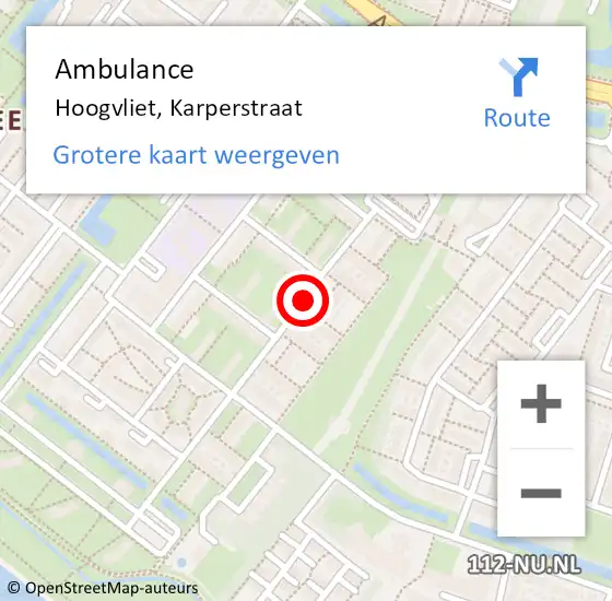 Locatie op kaart van de 112 melding: Ambulance Hoogvliet, Karperstraat op 11 januari 2017 15:10