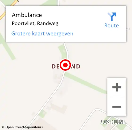 Locatie op kaart van de 112 melding: Ambulance Poortvliet, Randweg op 11 januari 2017 15:11