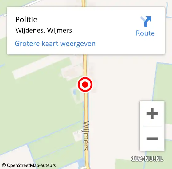 Locatie op kaart van de 112 melding: Politie Wijdenes, Wijmers op 11 januari 2017 16:03