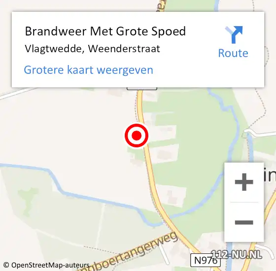 Locatie op kaart van de 112 melding: Brandweer Met Grote Spoed Naar Vlagtwedde, Weenderstraat op 11 januari 2017 16:04