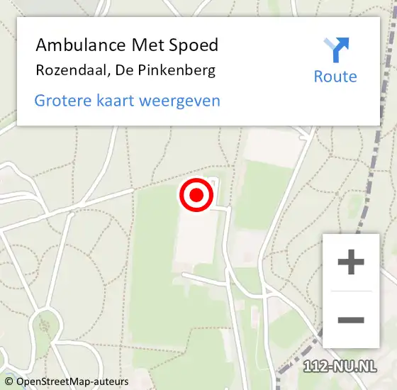 Locatie op kaart van de 112 melding: Ambulance Met Spoed Naar Rozendaal, De Pinkenberg op 11 januari 2017 16:09