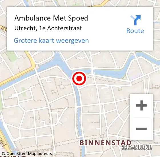 Locatie op kaart van de 112 melding: Ambulance Met Spoed Naar Utrecht, 1e Achterstraat op 7 januari 2014 15:30