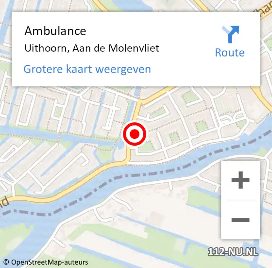 Locatie op kaart van de 112 melding: Ambulance Uithoorn, Aan de Molenvliet op 11 januari 2017 16:20