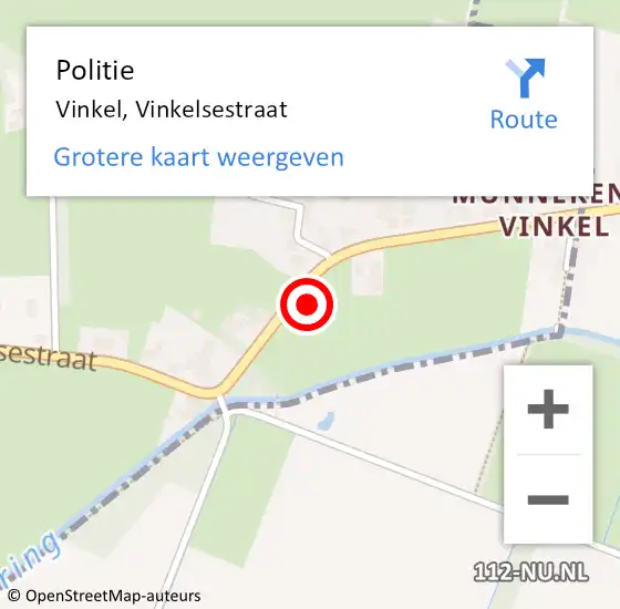 Locatie op kaart van de 112 melding: Politie Vinkel, Vinkelsestraat op 11 januari 2017 16:46