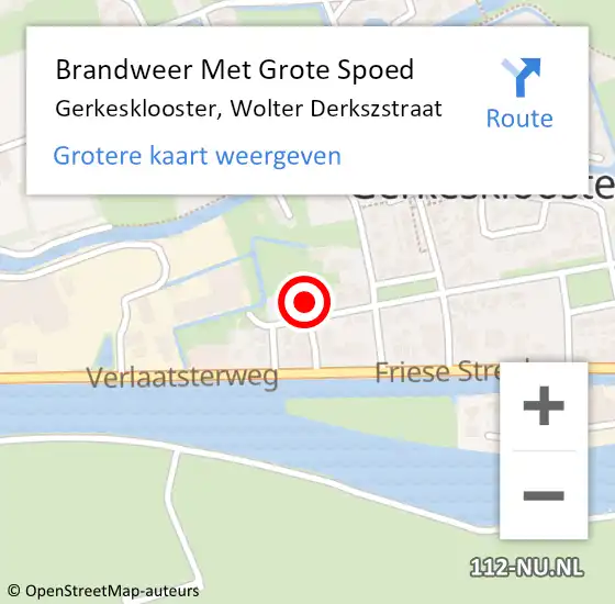 Locatie op kaart van de 112 melding: Brandweer Met Grote Spoed Naar Gerkesklooster, Wolter Derkszstraat op 11 januari 2017 17:51