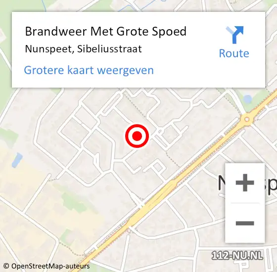Locatie op kaart van de 112 melding: Brandweer Met Grote Spoed Naar Nunspeet, Sibeliusstraat op 7 januari 2014 15:40