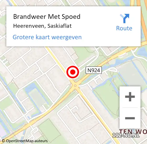 Locatie op kaart van de 112 melding: Brandweer Met Spoed Naar Heerenveen, Saskiaflat op 11 januari 2017 18:34