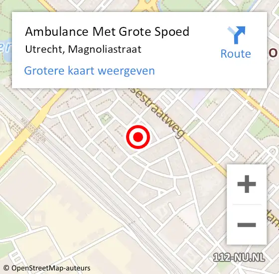 Locatie op kaart van de 112 melding: Ambulance Met Grote Spoed Naar Utrecht, Magnoliastraat op 11 januari 2017 19:05