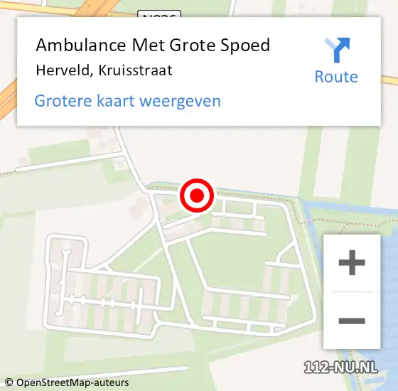 Locatie op kaart van de 112 melding: Ambulance Met Grote Spoed Naar Herveld, Kruisstraat op 11 januari 2017 19:30