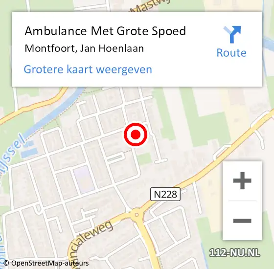 Locatie op kaart van de 112 melding: Ambulance Met Grote Spoed Naar Montfoort, Jan Hoenlaan op 11 januari 2017 19:44