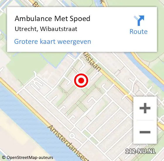 Locatie op kaart van de 112 melding: Ambulance Met Spoed Naar Utrecht, Wibautstraat op 11 januari 2017 19:53