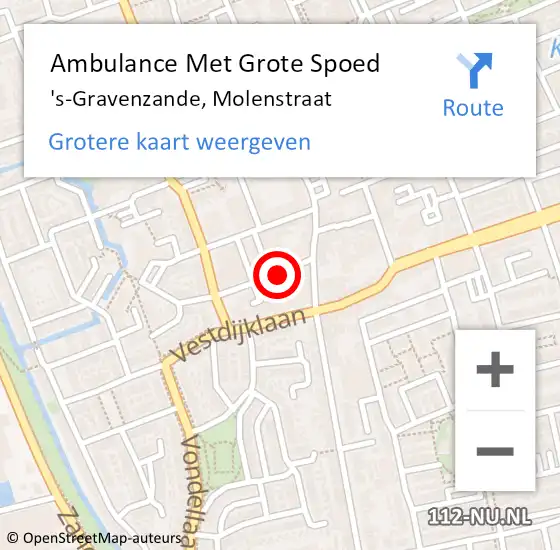 Locatie op kaart van de 112 melding: Ambulance Met Grote Spoed Naar 's-Gravenzande, Molenstraat op 11 januari 2017 20:13