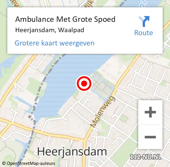 Locatie op kaart van de 112 melding: Ambulance Met Grote Spoed Naar Heerjansdam, Waalpad op 11 januari 2017 20:34