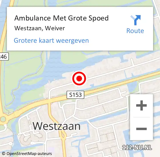 Locatie op kaart van de 112 melding: Ambulance Met Grote Spoed Naar Westzaan, Weiver op 11 januari 2017 20:46