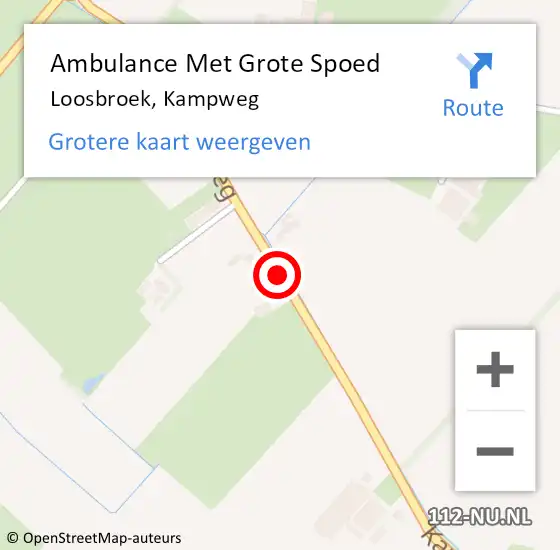 Locatie op kaart van de 112 melding: Ambulance Met Grote Spoed Naar Loosbroek, Kampweg op 11 januari 2017 21:15