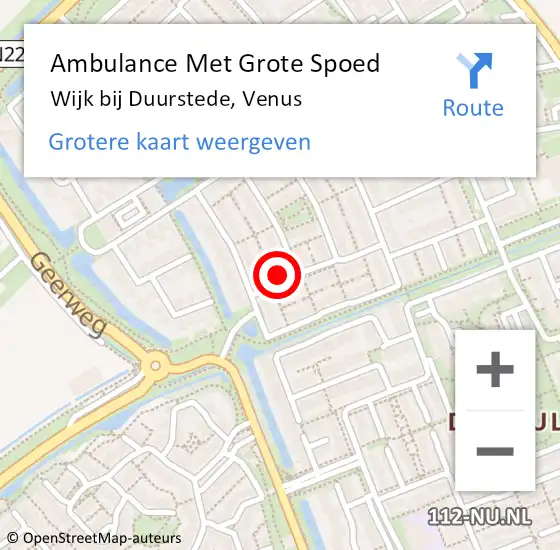 Locatie op kaart van de 112 melding: Ambulance Met Grote Spoed Naar Wijk bij Duurstede, Venus op 11 januari 2017 21:33