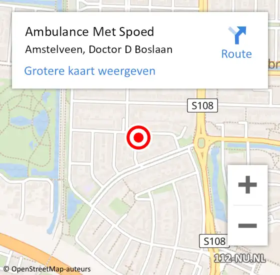 Locatie op kaart van de 112 melding: Ambulance Met Spoed Naar Amstelveen, Doctor D Boslaan op 11 januari 2017 22:23