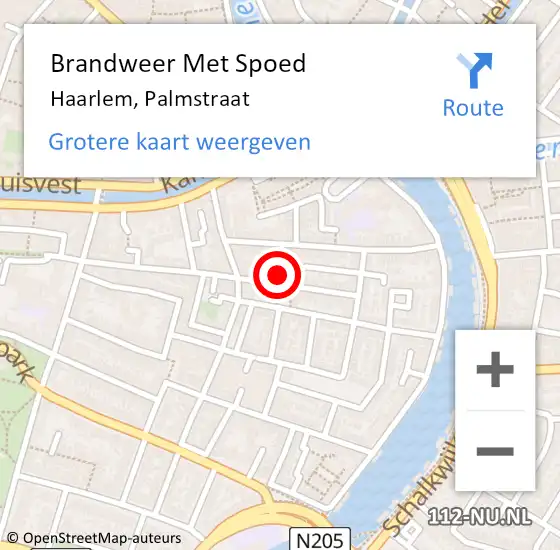 Locatie op kaart van de 112 melding: Brandweer Met Spoed Naar Haarlem, Palmstraat op 11 januari 2017 22:45