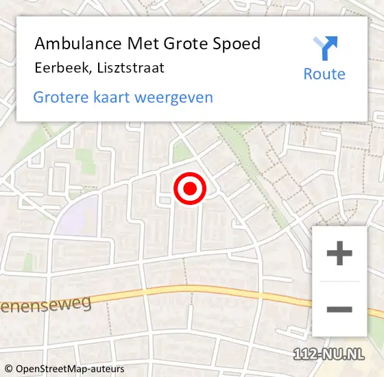 Locatie op kaart van de 112 melding: Ambulance Met Grote Spoed Naar Eerbeek, Lisztstraat op 11 januari 2017 23:52