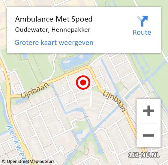 Locatie op kaart van de 112 melding: Ambulance Met Spoed Naar Oudewater, Hennepakker op 12 januari 2017 02:18