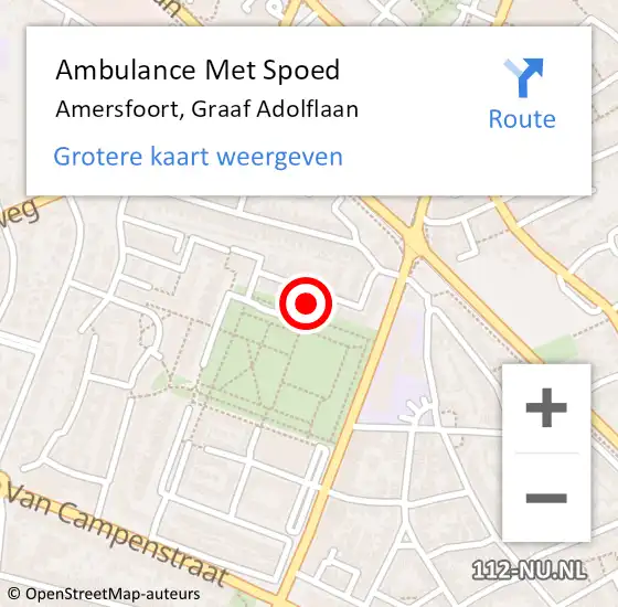 Locatie op kaart van de 112 melding: Ambulance Met Spoed Naar Amersfoort, Graaf Adolflaan op 12 januari 2017 04:25