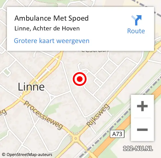 Locatie op kaart van de 112 melding: Ambulance Met Spoed Naar Linne, Achter de Hoven op 12 januari 2017 05:24