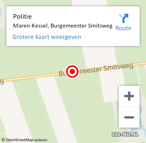 Locatie op kaart van de 112 melding: Politie Maren-Kessel, Burgemeester Smitsweg op 12 januari 2017 09:31